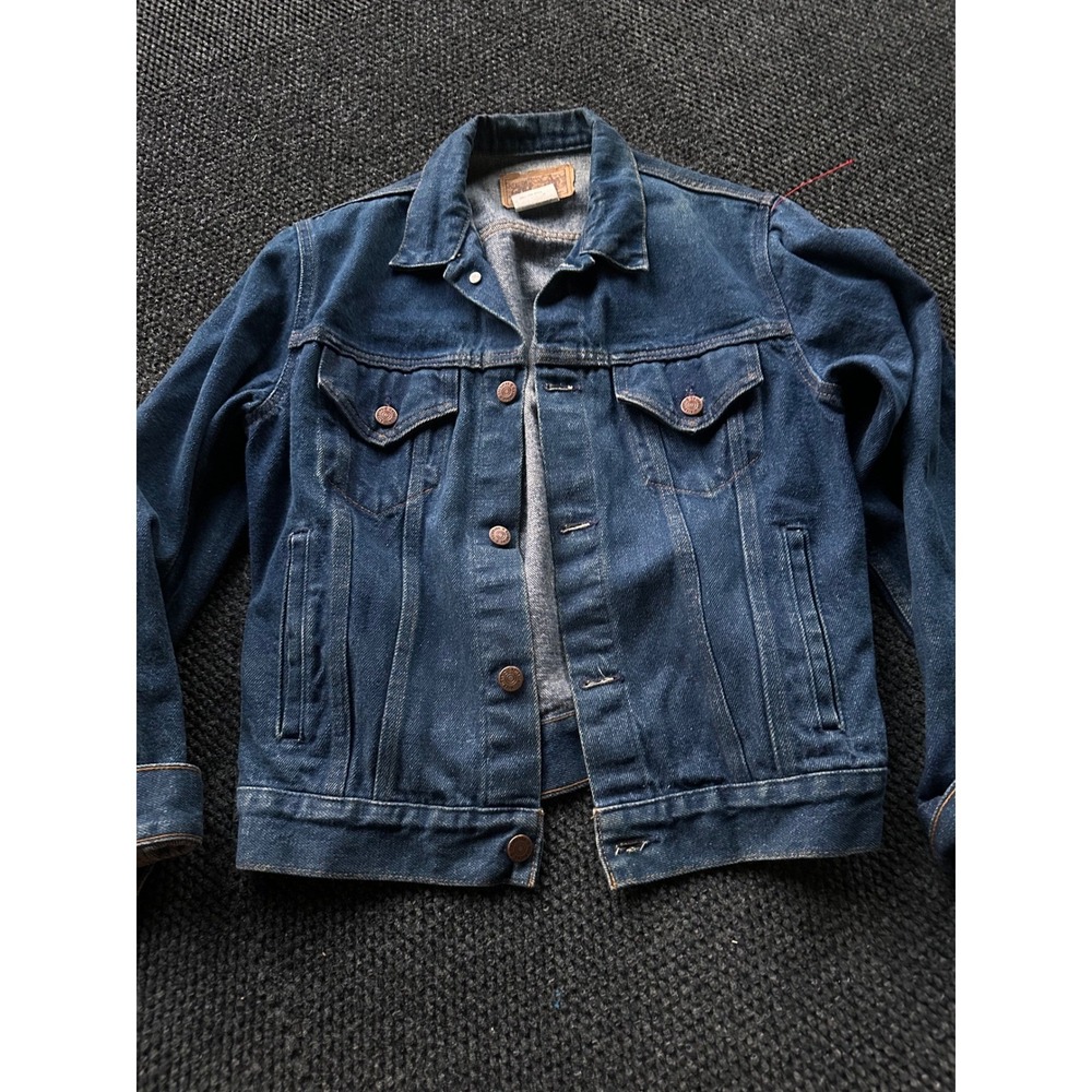 Roebucks Vintage Denim Trucker Jacket Dark Wash Size 18 Chest 34.5 75691